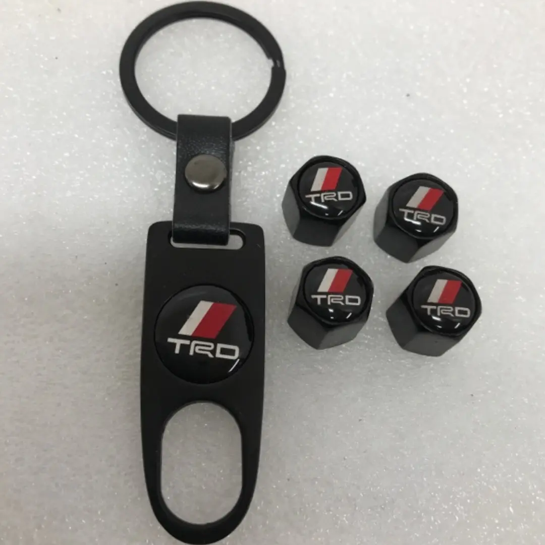 Set Of 4 Trd Racing Development Tire Valve Stem Caps With Key 7A2e573b 1