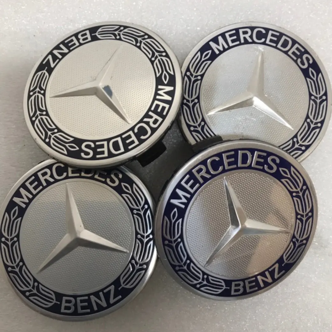 Set Of 4 Mercedes 75Mm Classic Dark Blue Wheel Center Hub Caps 20536A62 1