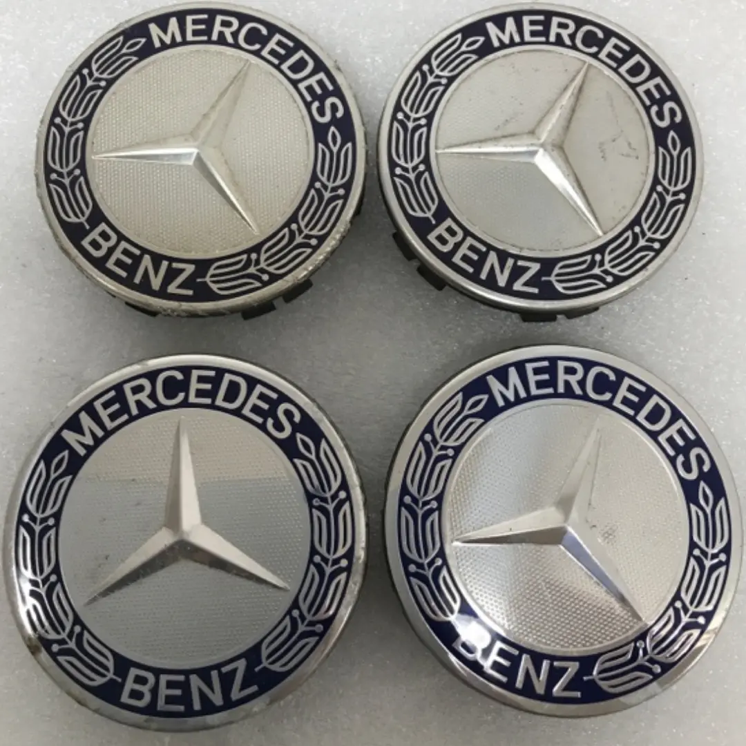Set Of 4 Mercedes 75Mm Classic Dark Blue Wheel Center Hub Caps Amg Ebb03f8 1