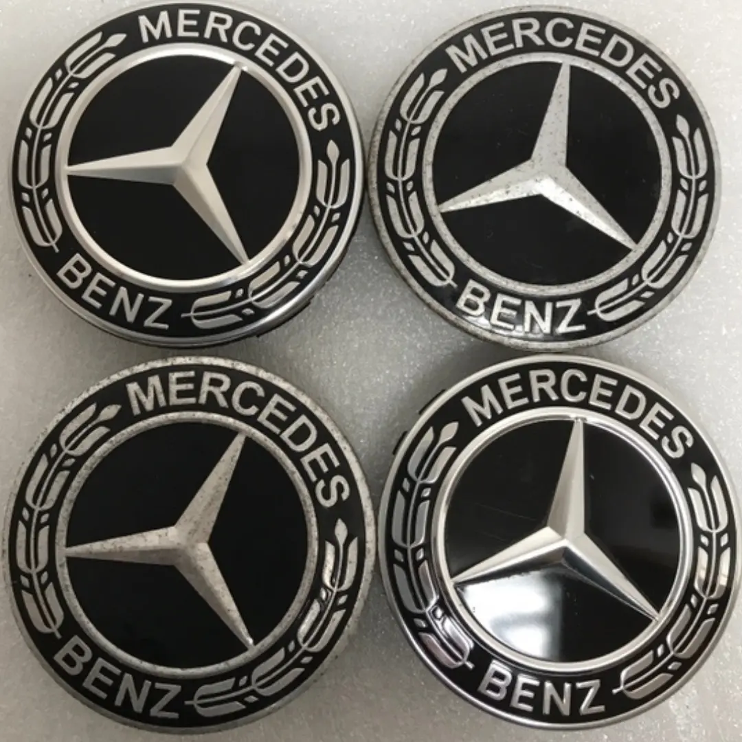 Set Of 4 Mercedes-Benz Wheel Center Caps 75Mm Classic Black D8e86b2f 1
