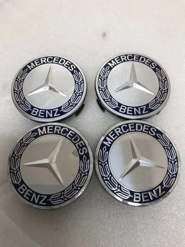 Set Of 4 Mercedes 75Mm Classic Dark Blue Wheel Center Hub Caps C99b000f 1
