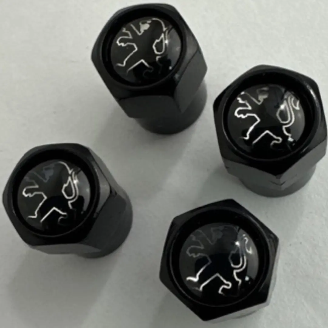 Set Of 4 Universal Peugeot Black Wheel Stem Air Valve Caps F19f7c3d 1