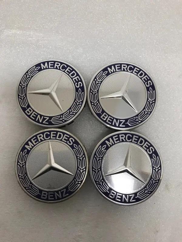 Set Of 4 Mercedes 75Mm Classic Dark Blue Wheel Center Hub Caps 6596C749 1
