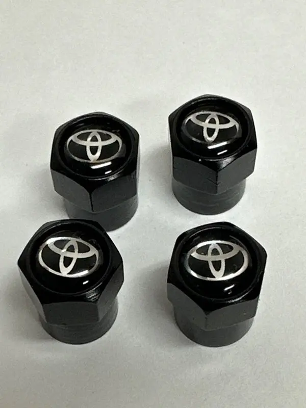 Set Of 4 Universal Toyota Black Wheel Stem Air Valve Caps 81Cc8549 1