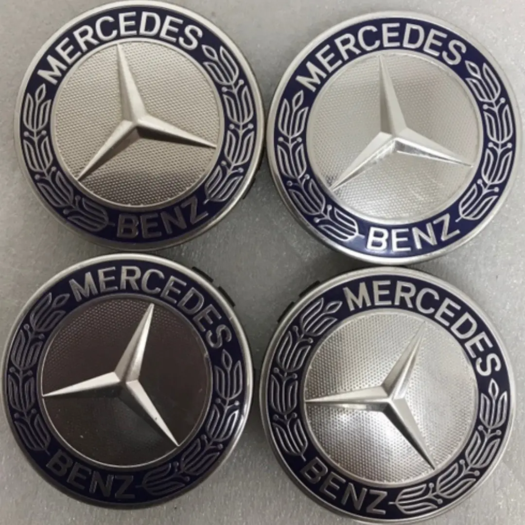 Set Of 4 Mercedes 75Mm Classic Dark Blue Wheel Center Hub Caps 7128C901 1