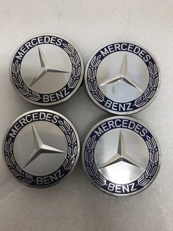 Set Of 4 Mercedes 75Mm Classic Dark Blue Wheel Center Hub Caps A7e29872 1