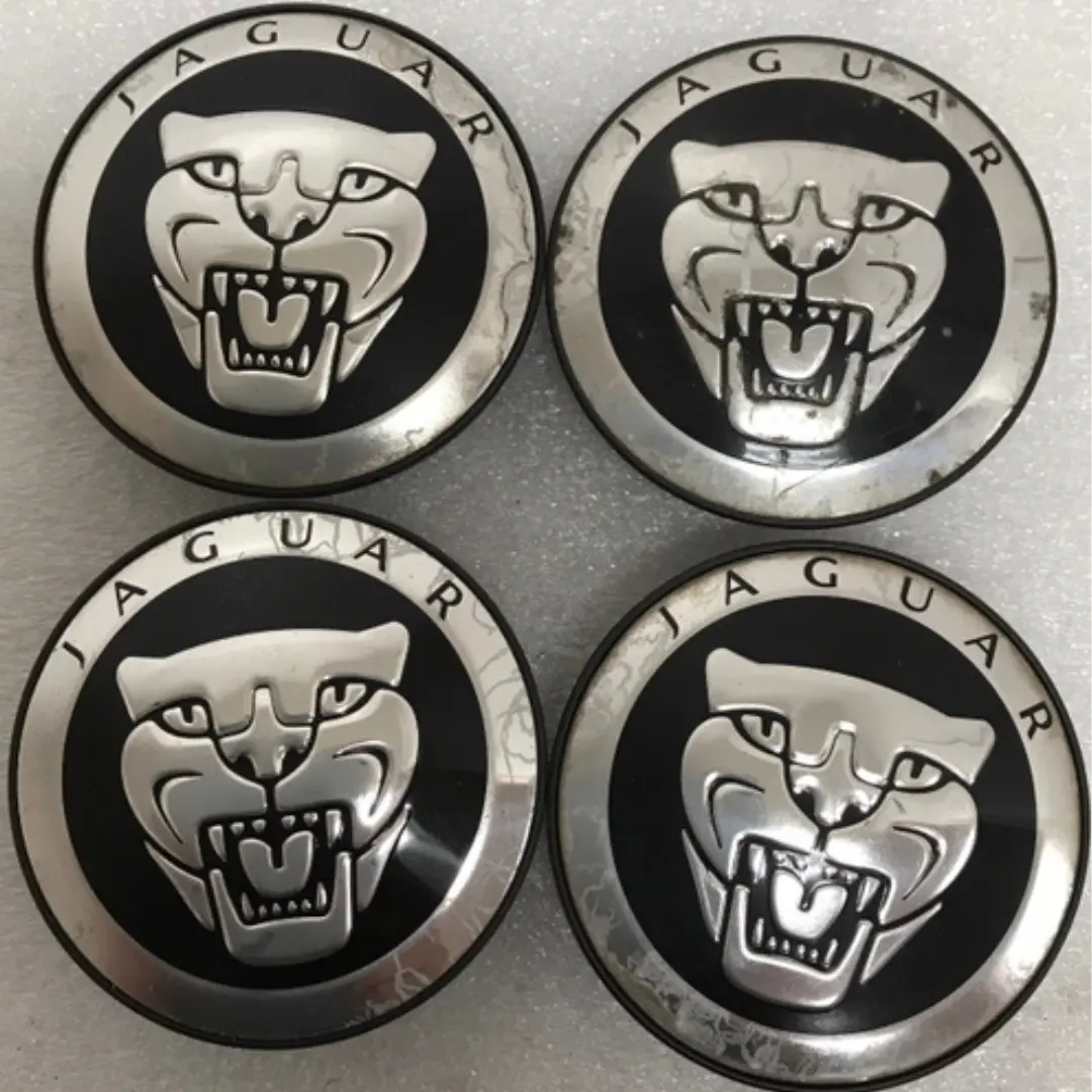 Set Of 4 Jaguar Black 59Mm Center Cap Cover 8W93-1A096-Ab A3126a26 1
