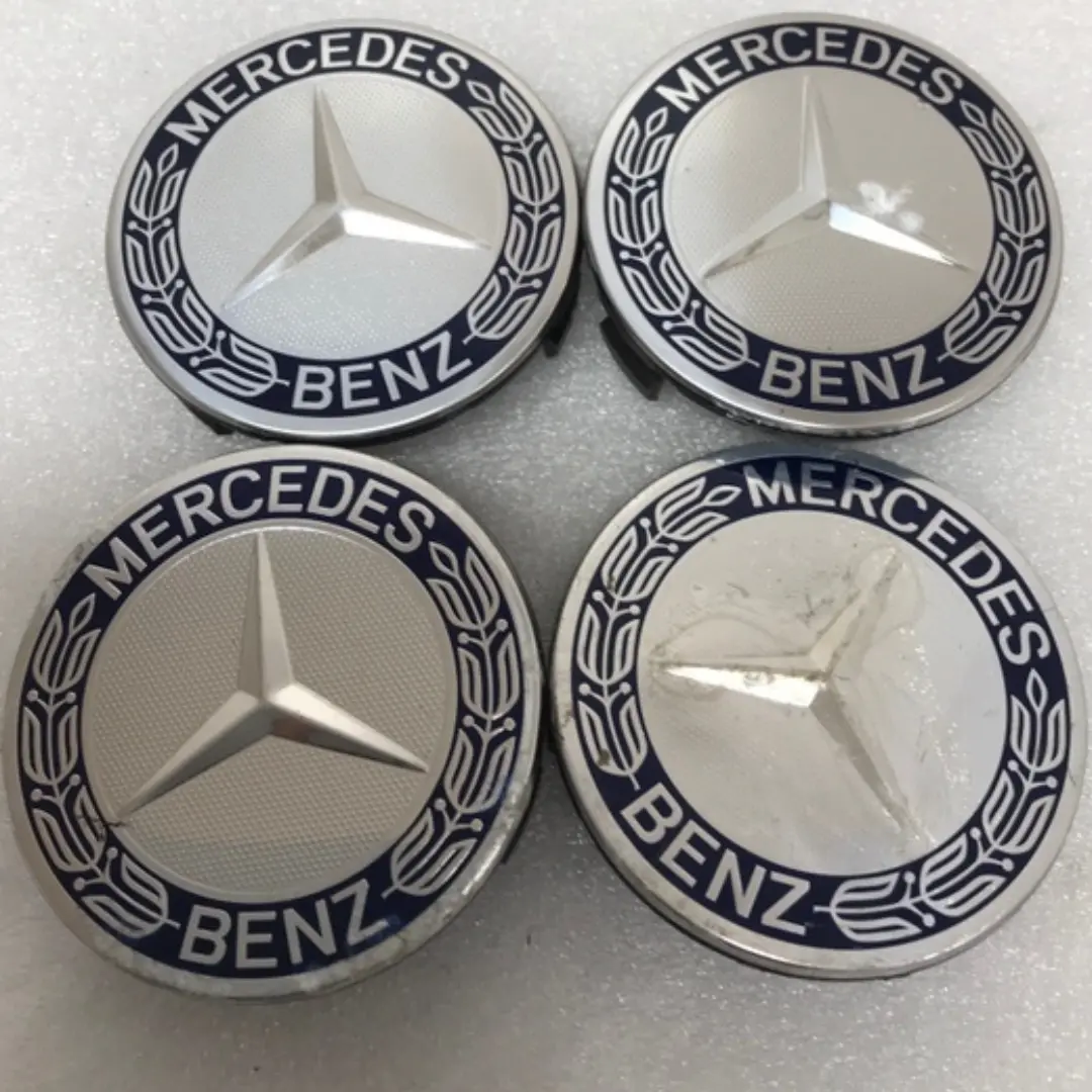 Set Of 4 Mercedes 75Mm Classic Dark Blue Wheel Center Hub Caps 5093Bb96 1