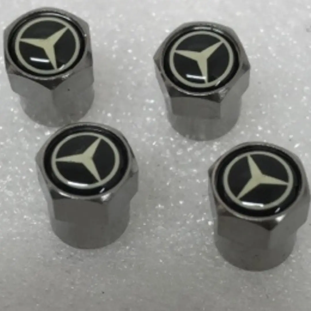 Set Of 4 Mercedes Tire Valve Stem Caps For Car 729D6484 1