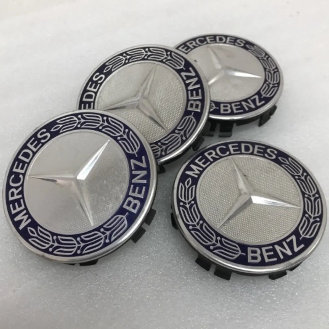 4Pc Mercedes 75Mm Classic Dark Blue Wheel Center Hub Caps Amg Wreath 5A1ec545 1