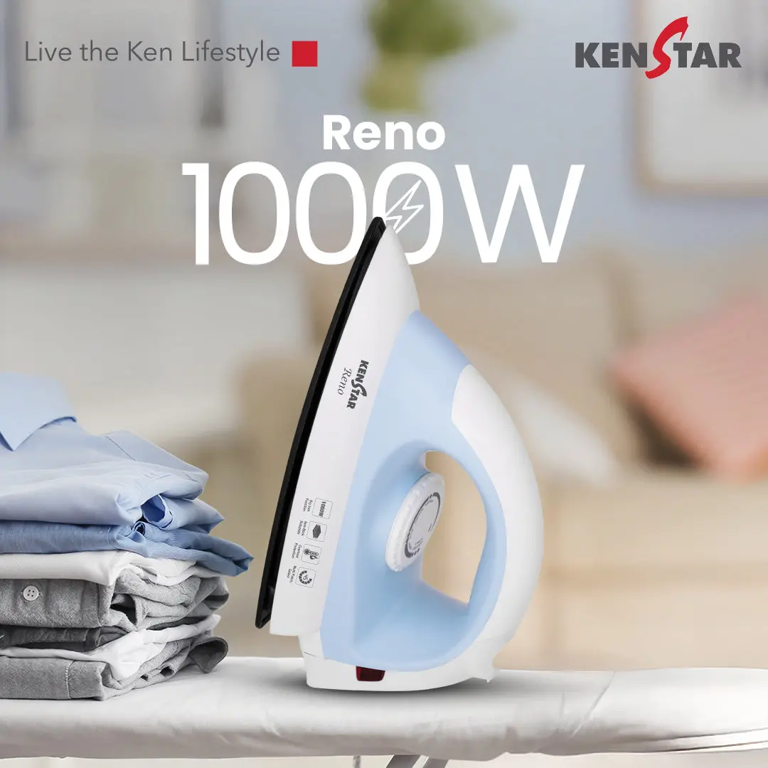 Reno Plastic Dry Iron 1000W, Auto Cut-Off Safety 1