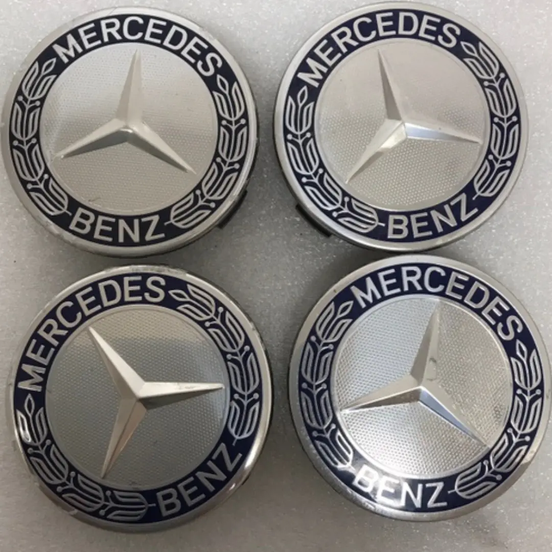 Set Of 4 Mercedes 75Mm Classic Dark Blue Wheel Center Hub Caps C9a27a3b 1
