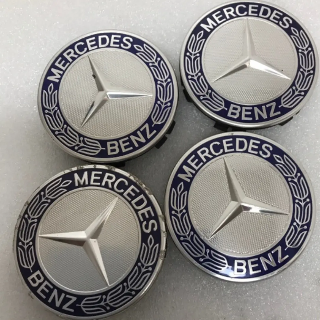 Set Of 4 Mercedes 75Mm Classic Dark Blue Wheel Center Hub Caps 283E14d2 1