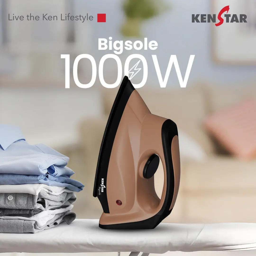 Bigsole Plastic Dry Iron 1000W, Large Soleplate 1