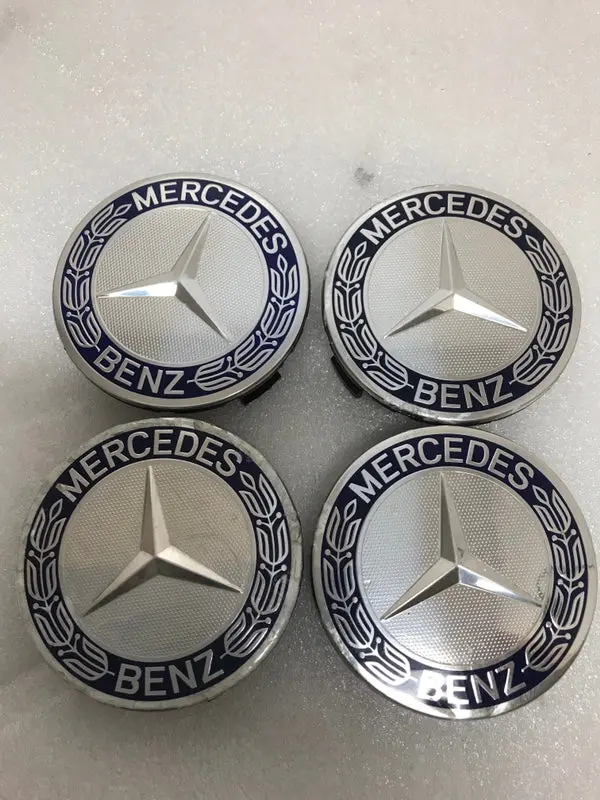 Set Of 4 Mercedes 75Mm Classic Dark Blue Wheel Center Hub Caps Df57ccf3 1