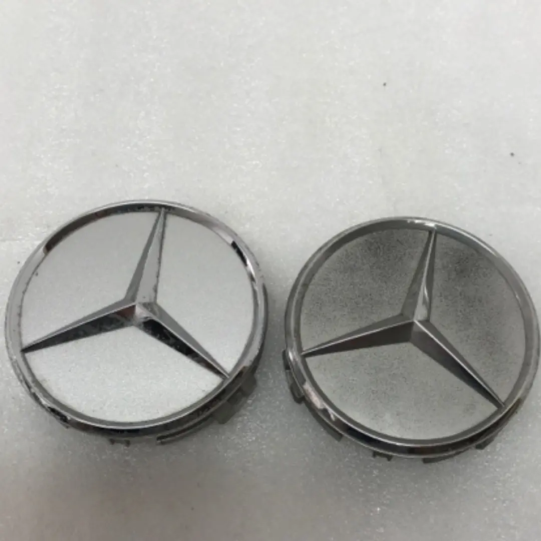 Set Of 2 Mercedes-Benz Silver Wheel Center Hub Caps 75Mm C54b183b 1