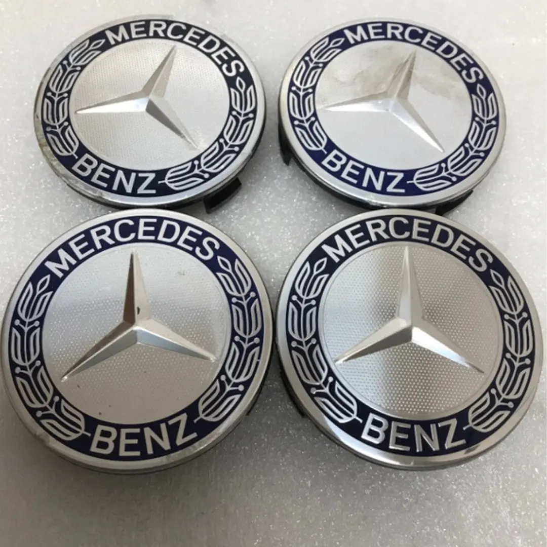 Set Of 4 Mercedes 75Mm Classic Dark Blue Wheel Center Hub Caps D928c63a 1