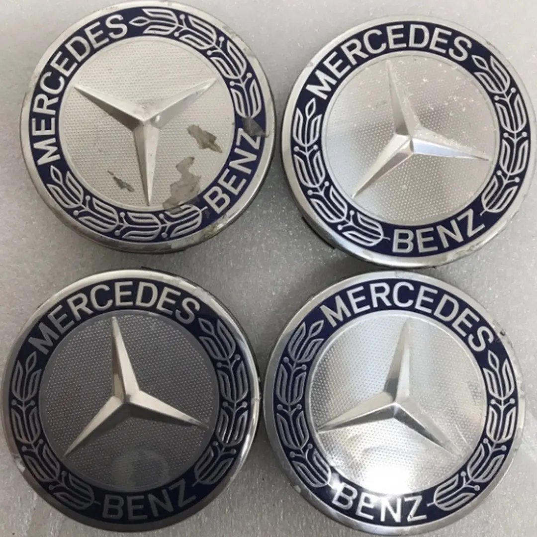Set Of 4 Mercedes 75Mm Classic Dark Blue Wheel Center Hub Caps 05915B16 1