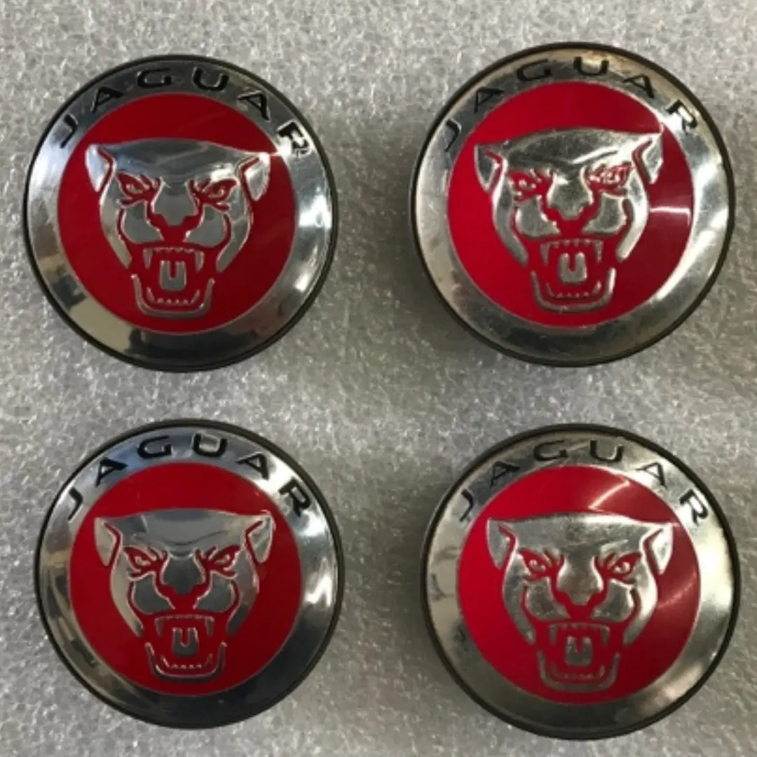 Set Of 4 Jaguar Center Cap Pa6-M20-Gf10 Red Logo F76d2c5d 1