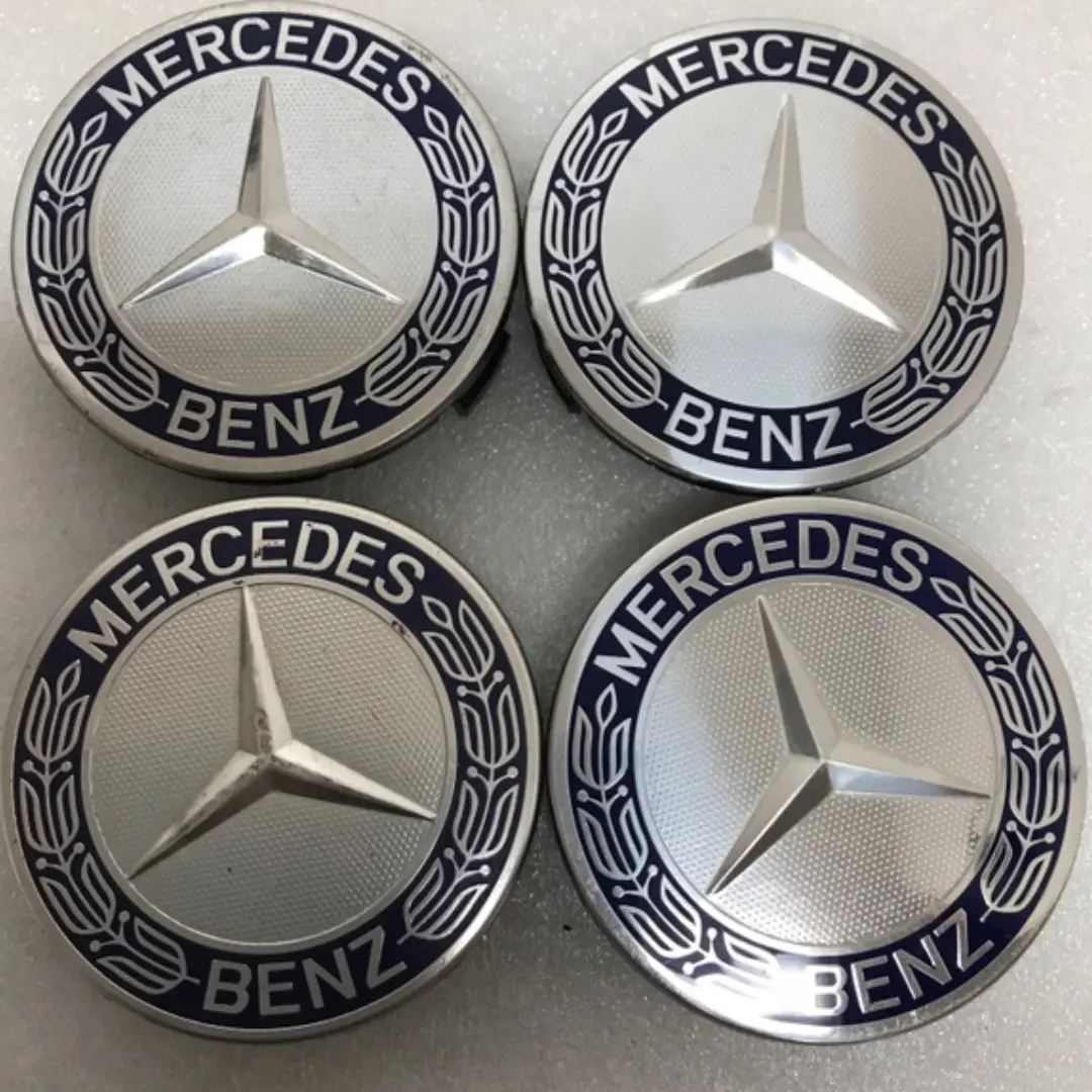 Set Of 4 Mercedes 75Mm Classic Dark Blue Wheel Center Hub Caps Dd09cfab 1