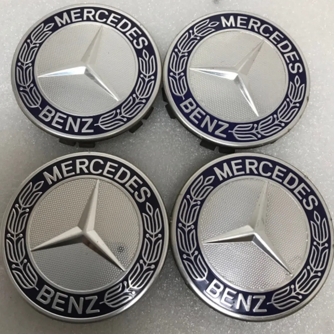 Set Of 4 Mercedes 75Mm Classic Dark Blue Wheel Center Hub Caps 4222Aa6e 1