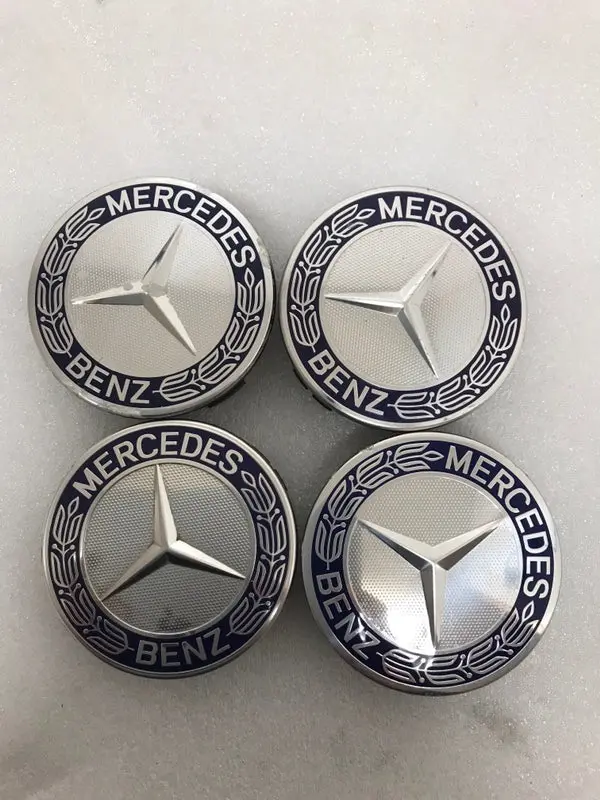 Set Of 4 Mercedes 75Mm Classic Dark Blue Wheel Center Hub Caps 985C0799 1