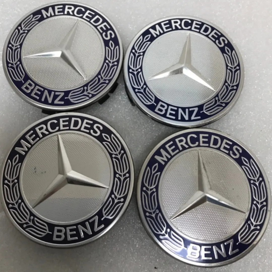 Set Of 4 Mercedes 75Mm Classic Dark Blue Wheel Center Hub Caps 51F62bf0 1