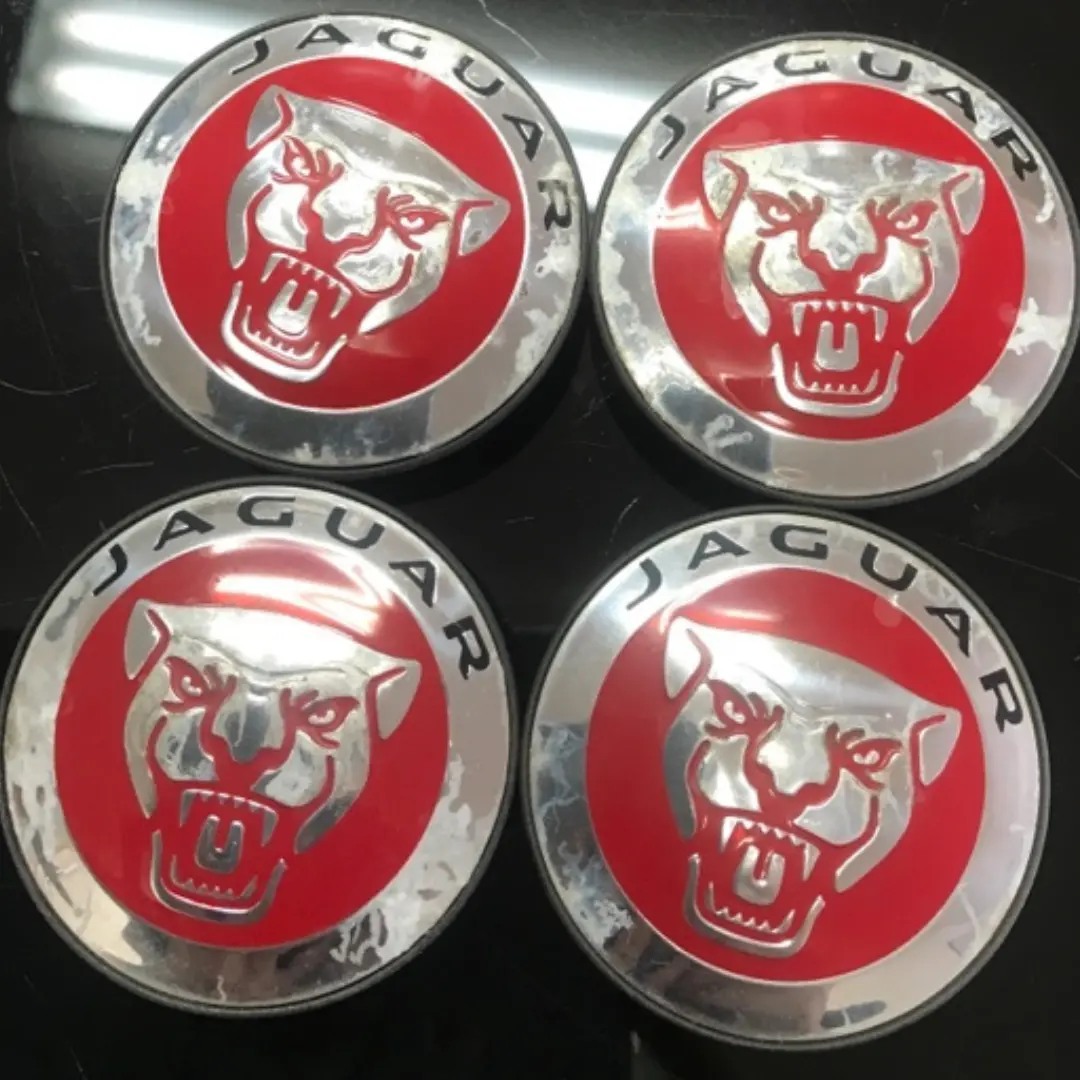 Set Of 4 Jaguar Center Cap Aw9m-1A096-Aa Red Logo 86D2a4af 1