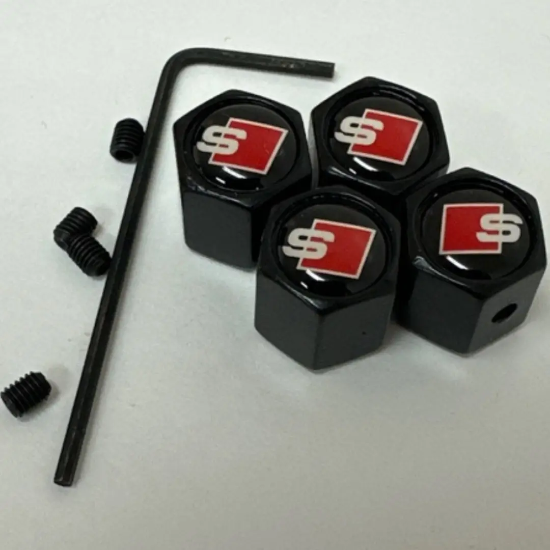 Set Of 4 Universal S Wheel Stem Air Valve Caps Anti-Theft Cover Kit 0A0405fd 1