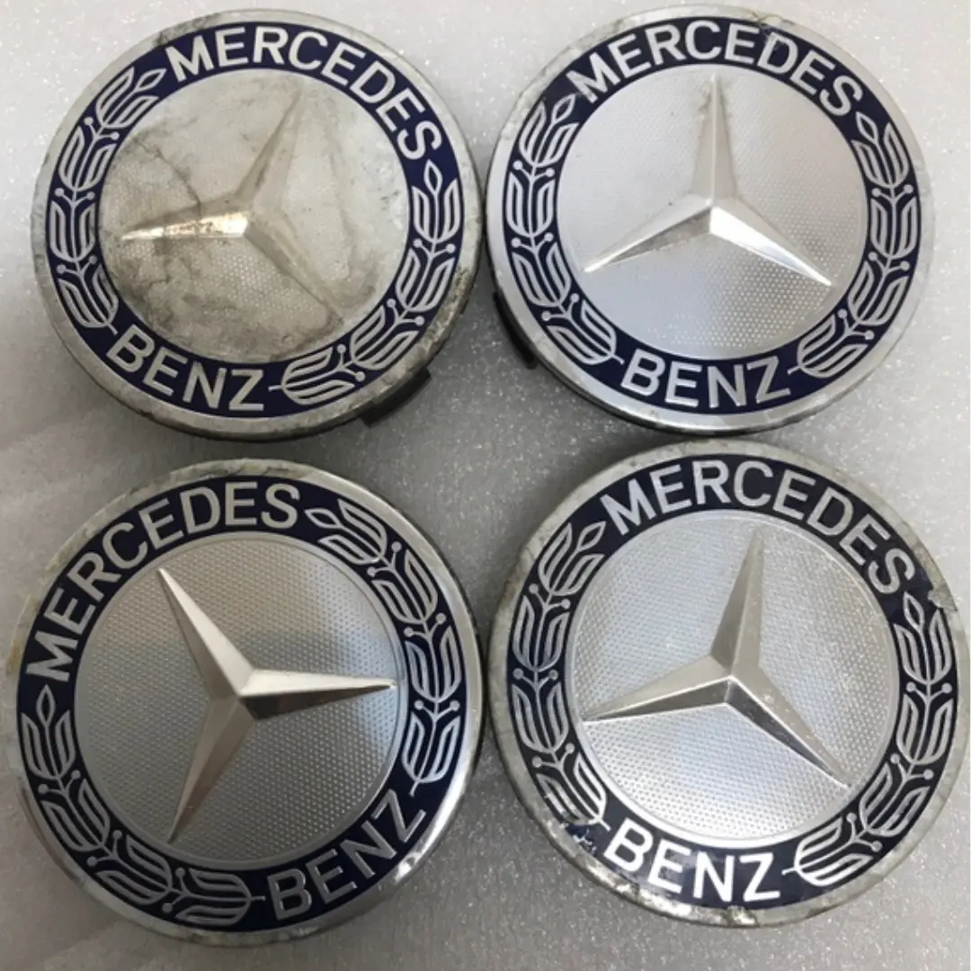 Set Of 4 Mercedes 75Mm Classic Dark Blue Wheel Center Hub Caps Ac5c8b23 1