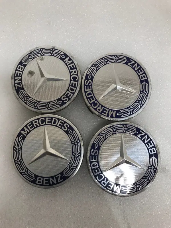 Set Of 4 Mercedes 75Mm Classic Dark Blue Wheel Center Hub Caps Amg 6B7b4e0f 1