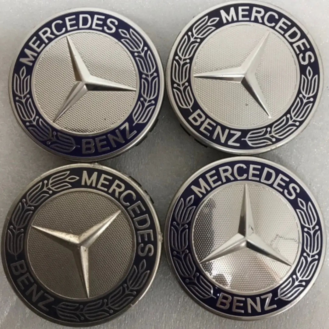 Set Of 4 Mercedes 75Mm Classic Dark Blue Wheel Center Hub Caps Ab8c1866 1