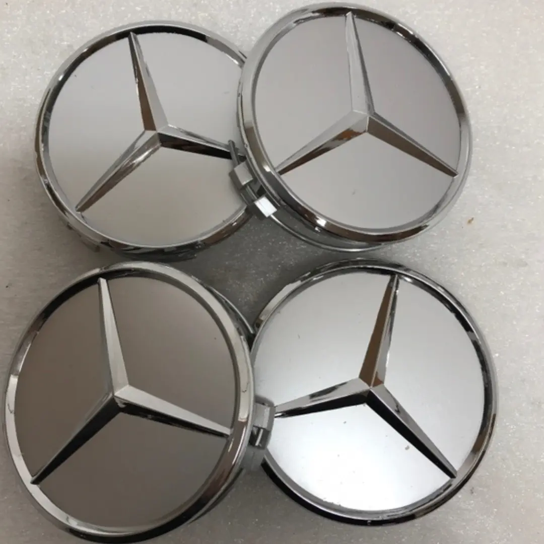 Set Of 4 Mercedes-Benz Silver Wheel Center Hub Caps 6E2f76a0 1