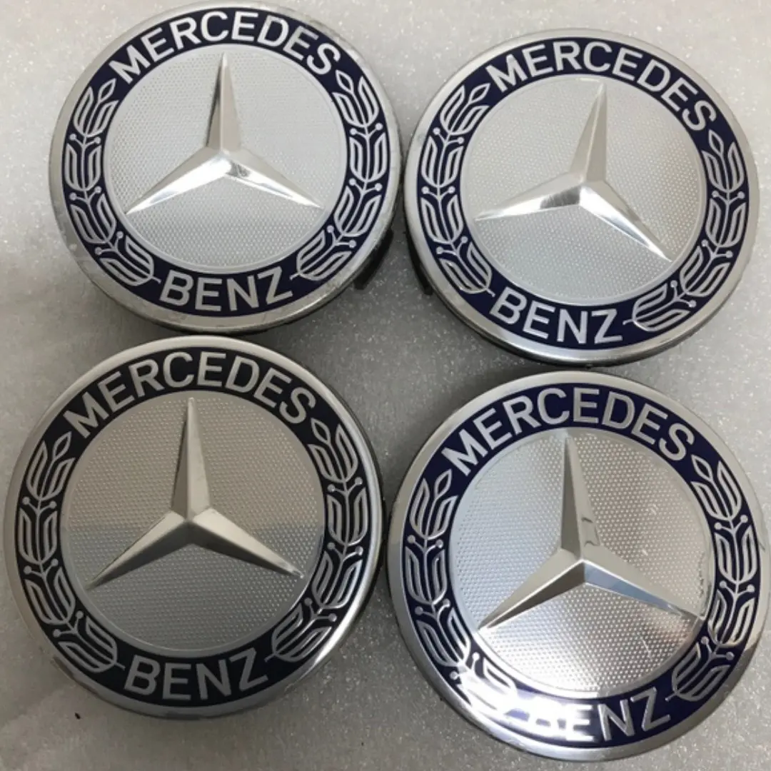 Set Of 4 Mercedes 75Mm Classic Dark Blue Wheel Center Hub Caps Df4822e4 1