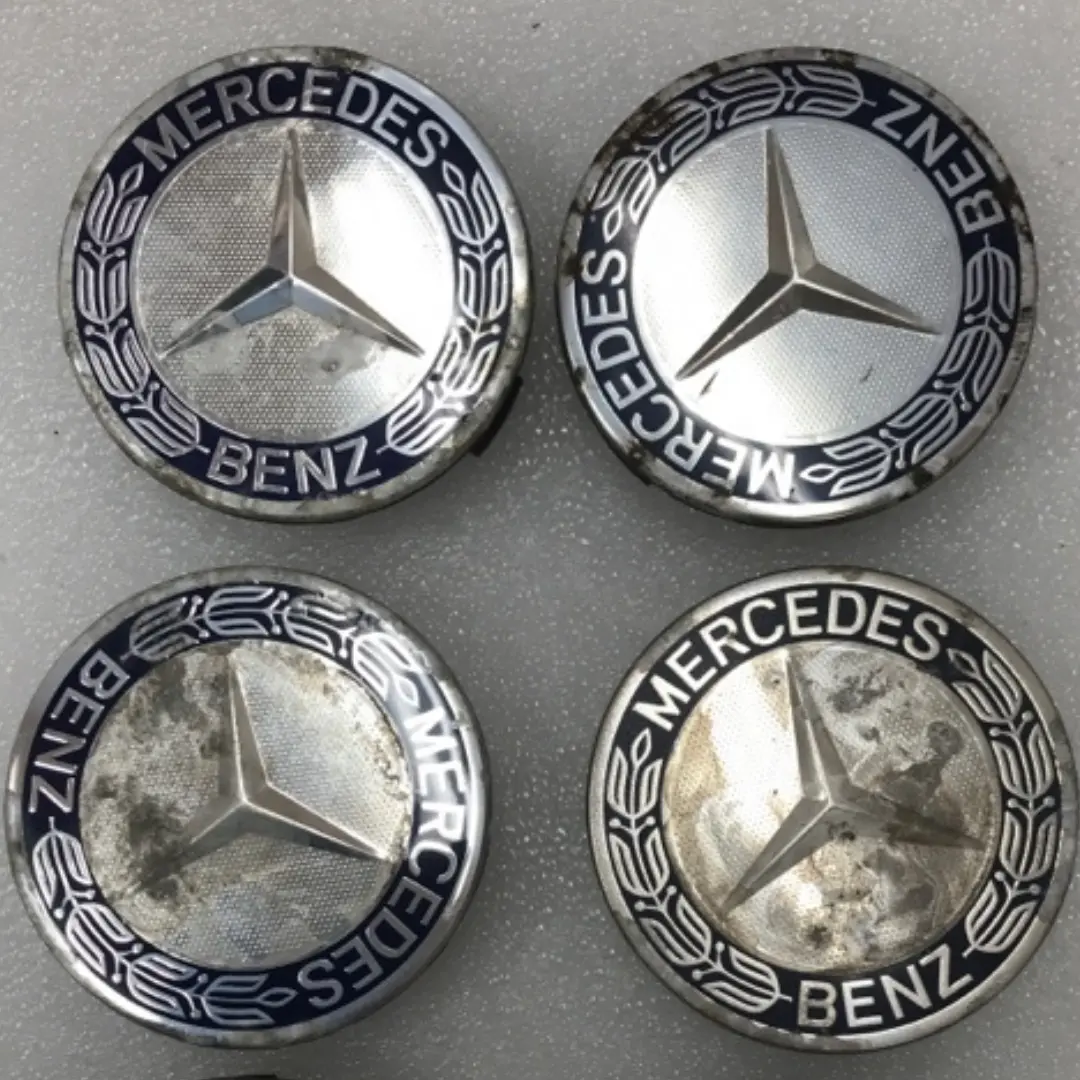 Set Of 4 75Mm Mercedes Benz Center Hub Caps Emblem Logo Dark Blue 5C9224c5 1