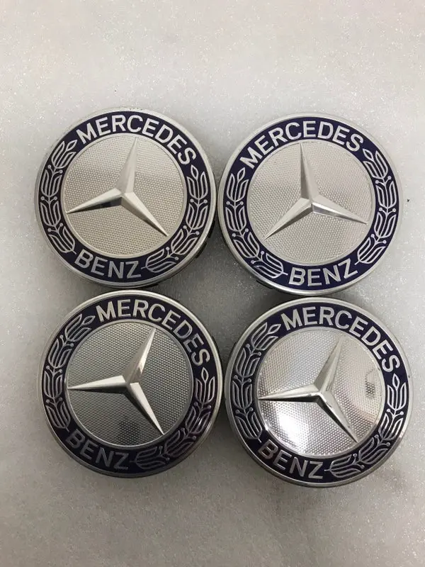 Set Of 4 Mercedes 75Mm Classic Dark Blue Wheel Center Hub Caps 15B008d4 1