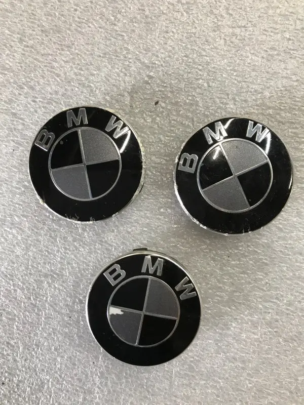 Set Of 3 Bmw Wheel Rim 6850834 57Mm Black Center Cap 88A0106e 1