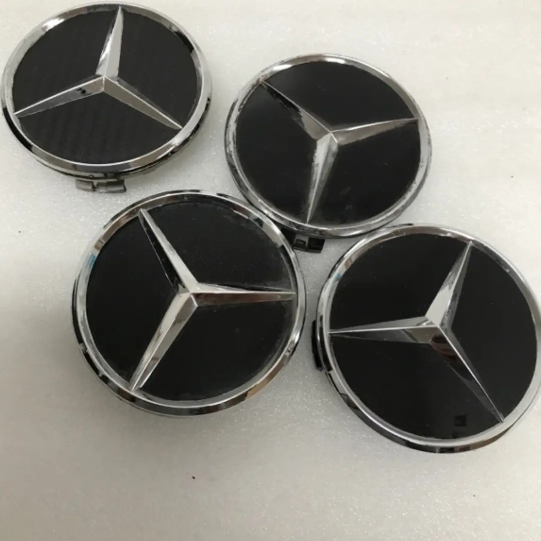 Set Of 4 Black Mercedes Benz Center Caps 2204000125 46578B16 1