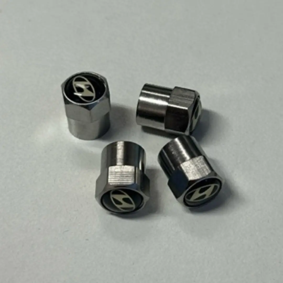 Set Of 4 Hyundai Silver Wheel Stem Air Valve Caps 3266Aa58 1