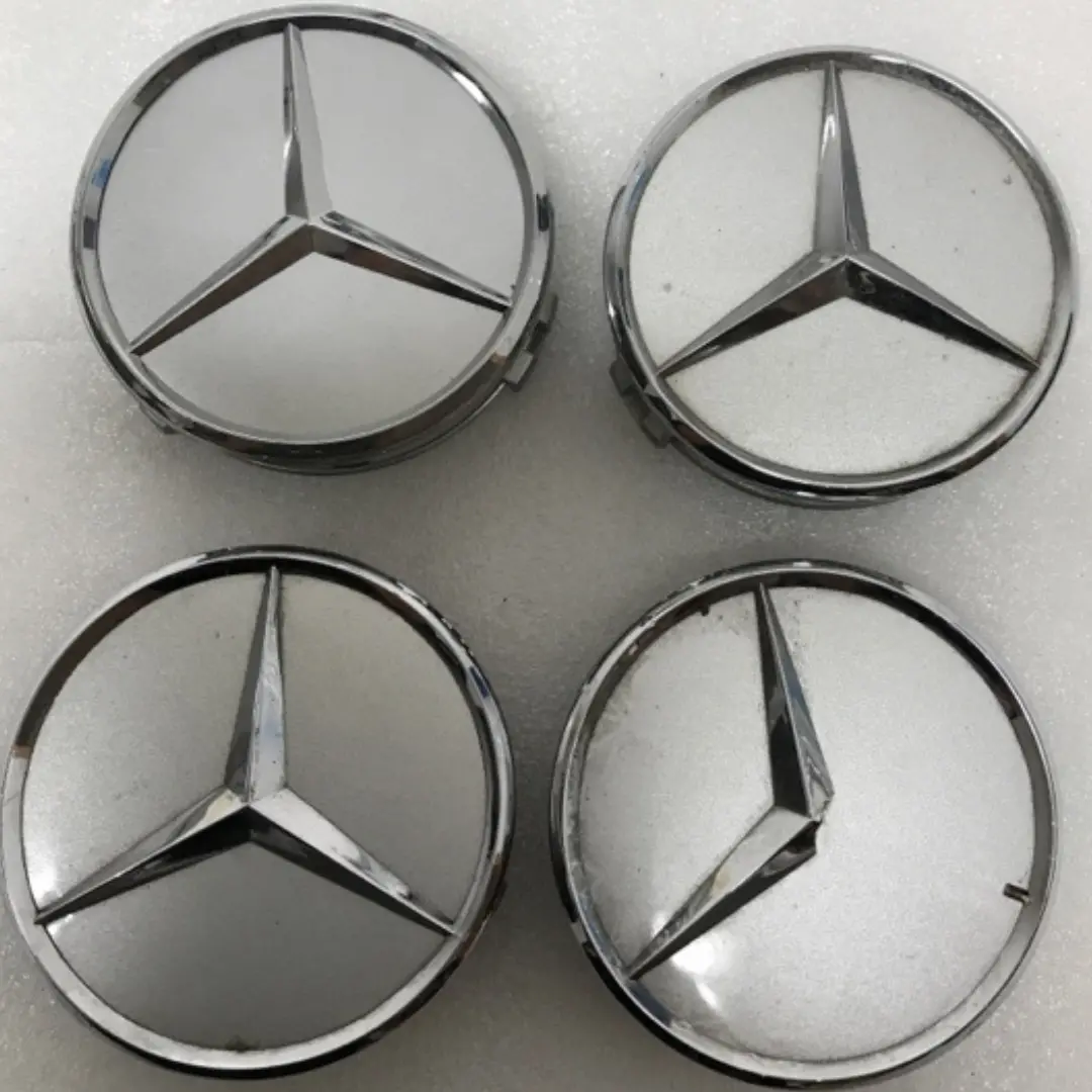 Set Of 4 Mercedes-Benz Silver Wheel Center Hub Caps 75Mm F139447b 1