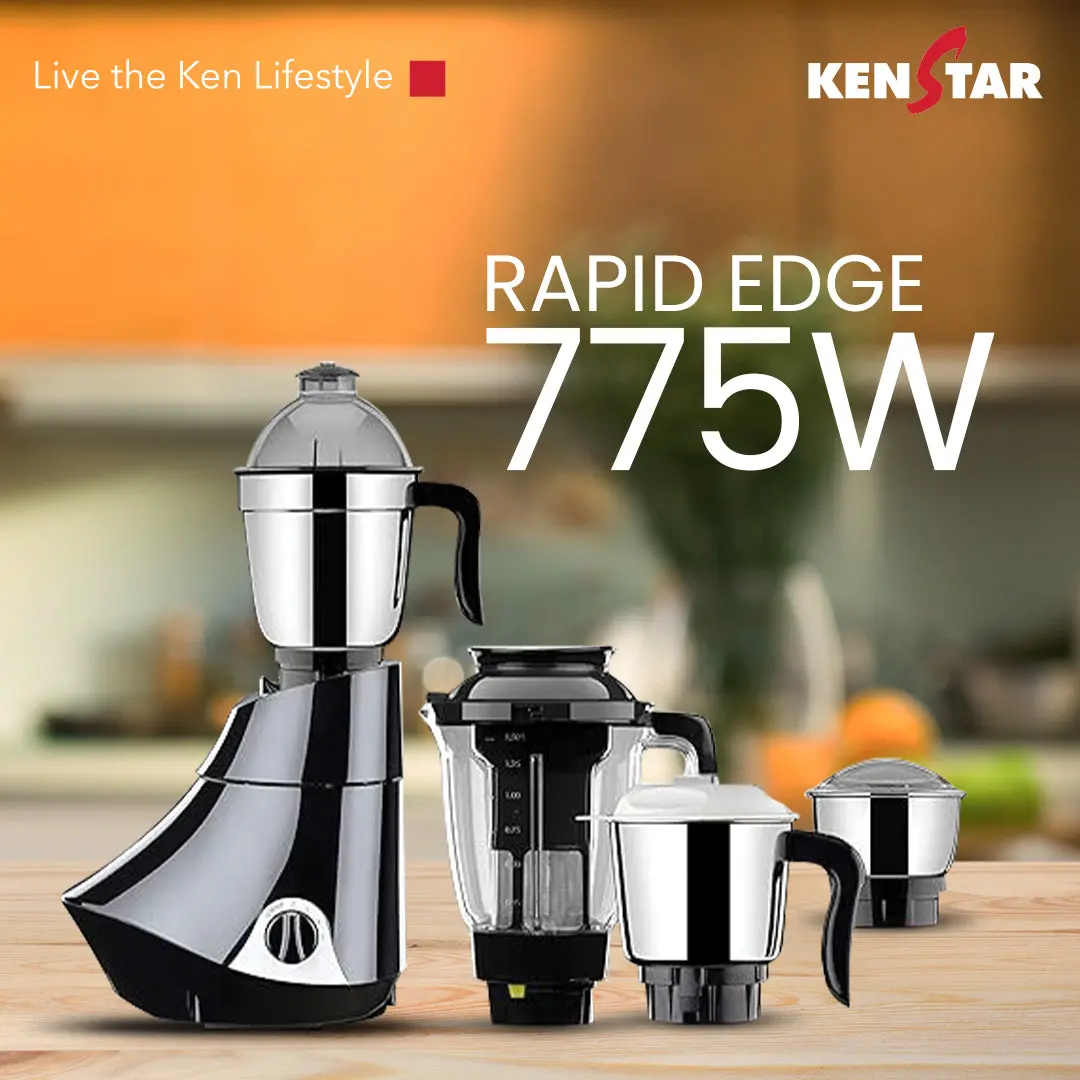 Rapid Edge Mixer Grinder , 775W Power Plus Turbo Motor, 4 Jars 1