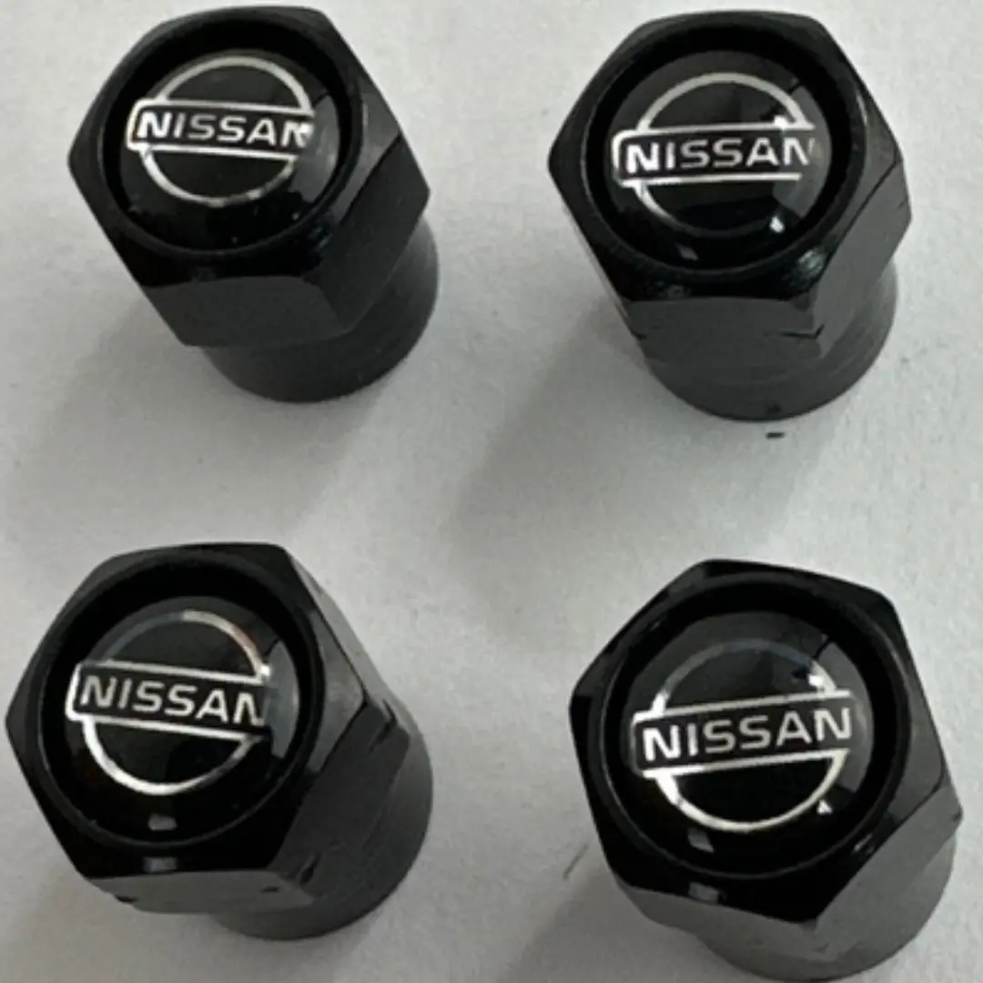Set Of 4 Universal Nissan Black Wheel Stem Air Valve Caps Cc07997d 1