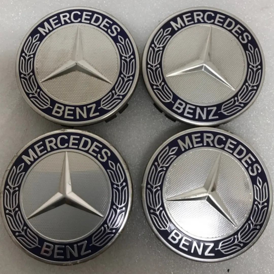 Set Of 4 Mercedes 75Mm Classic Dark Blue Wheel Center Hub Caps Amg 590Fb8dc 1