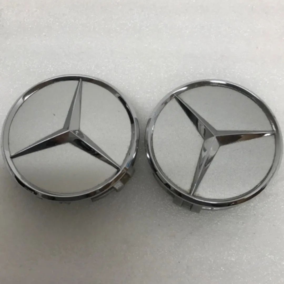 Set Of 2 Mercedes Benz Silver Center Caps 2204000125 75 Mm 365Def1d 1
