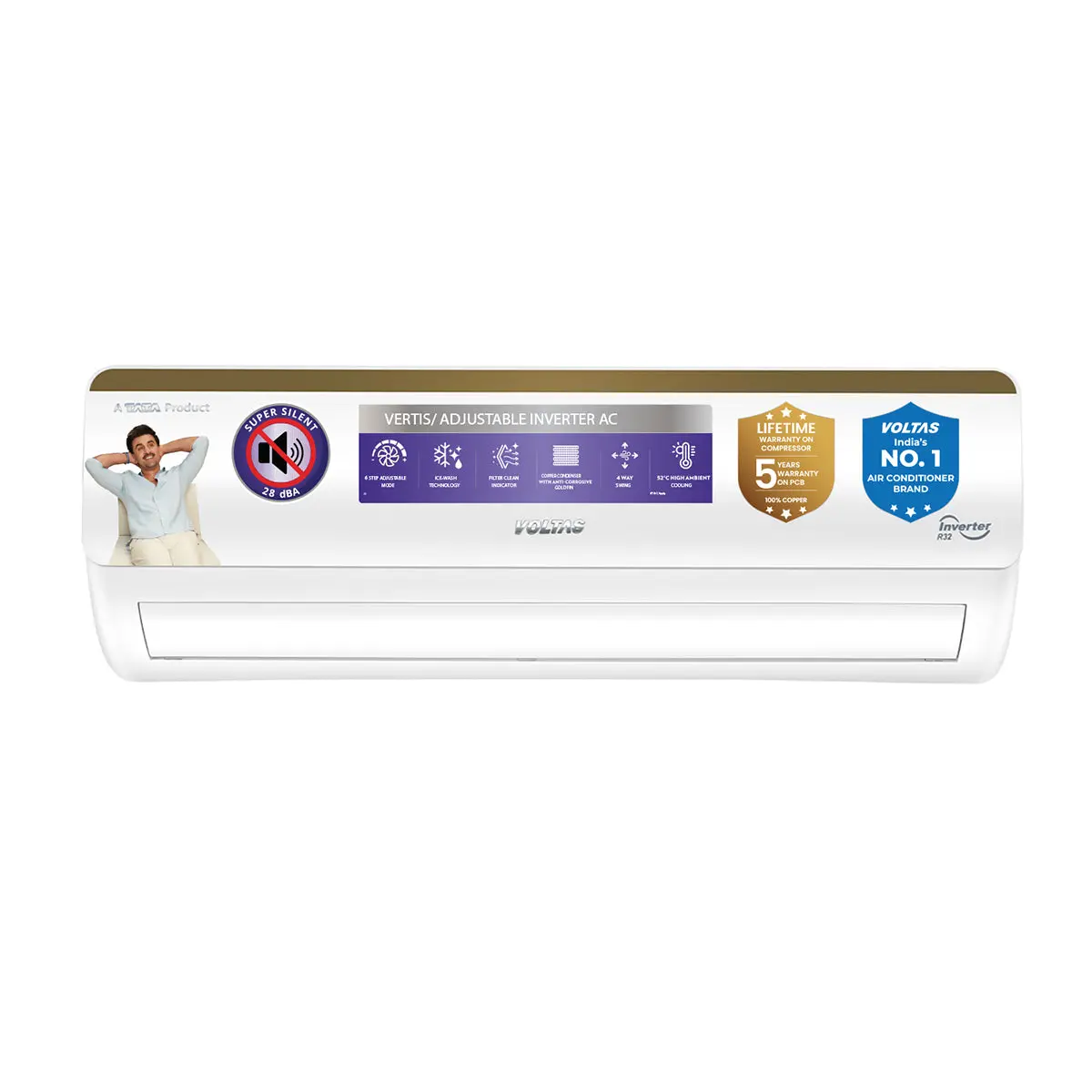 Voltas Split Air Conditioner, 1.5 Ton, 5 Star - 185Inv Vertis Elite Gold 1