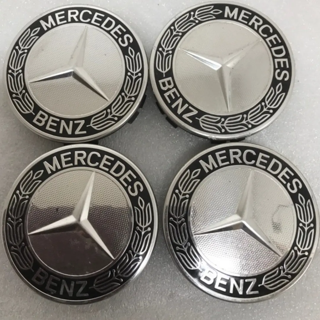 Set Of 4 Mercedes 75Mm Classic Dark Blue Wheel Center Hub Caps 2200De19 1
