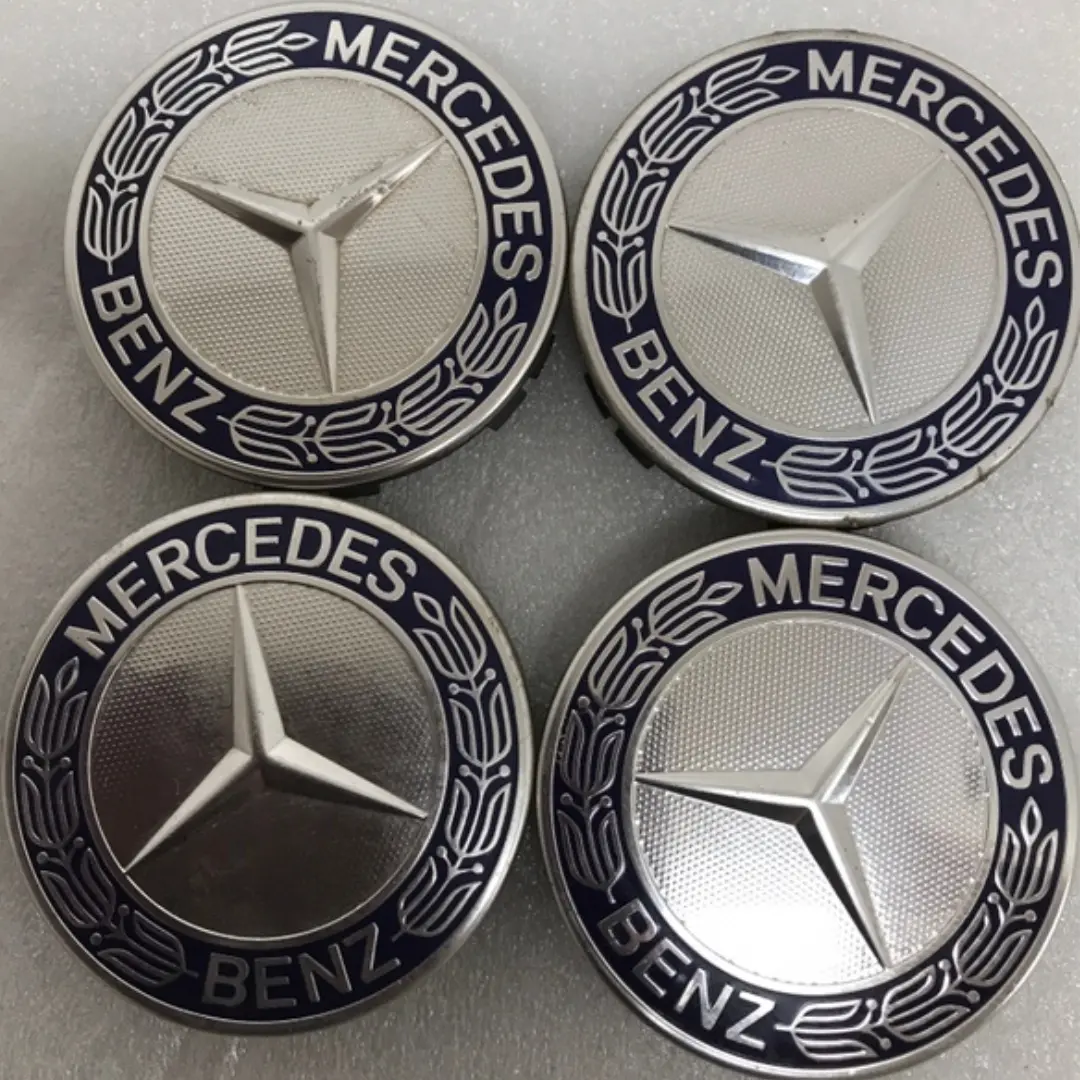 Set Of 4 Mercedes 75Mm Classic Dark Blue Wheel Center Hub Caps 560F8fcc 1