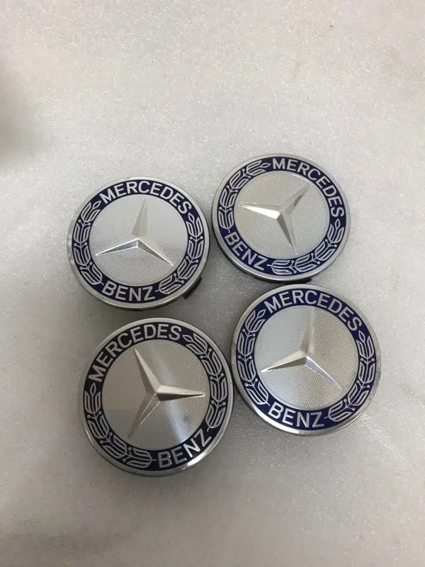 Set Of 4 Mercedes 75Mm Classic Dark Blue Wheel Center Hub Caps A6981ca9 1