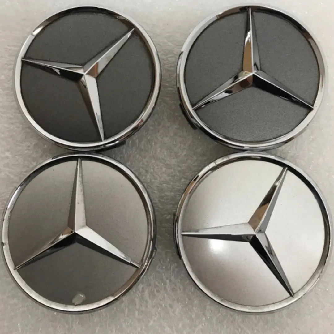 Set Of 4 Mercedes-Benz Silver Wheel Center Hub Caps 75Mm F87c4ef6 1