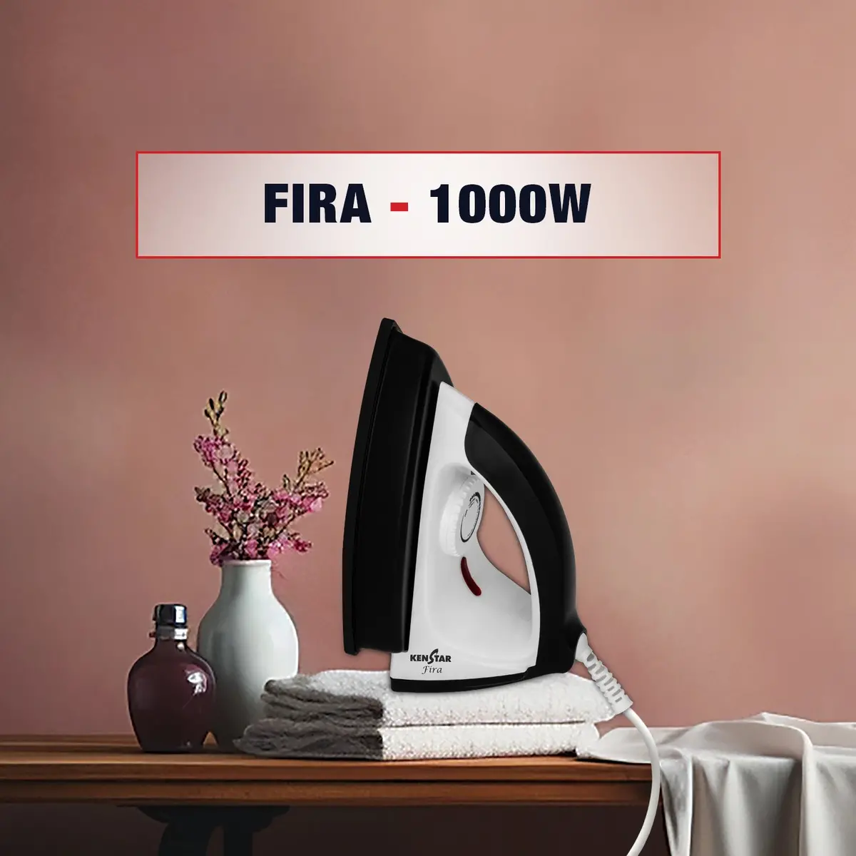 Fira 1000W Heavy Weight Iron, With Greblon Non-Stick German Technology Coating 1